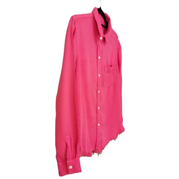 RAILS Hot Pink Frayed Hem Chambray Button Up Shirt Womens M Sustainable Fashion - Picture 3 of 13